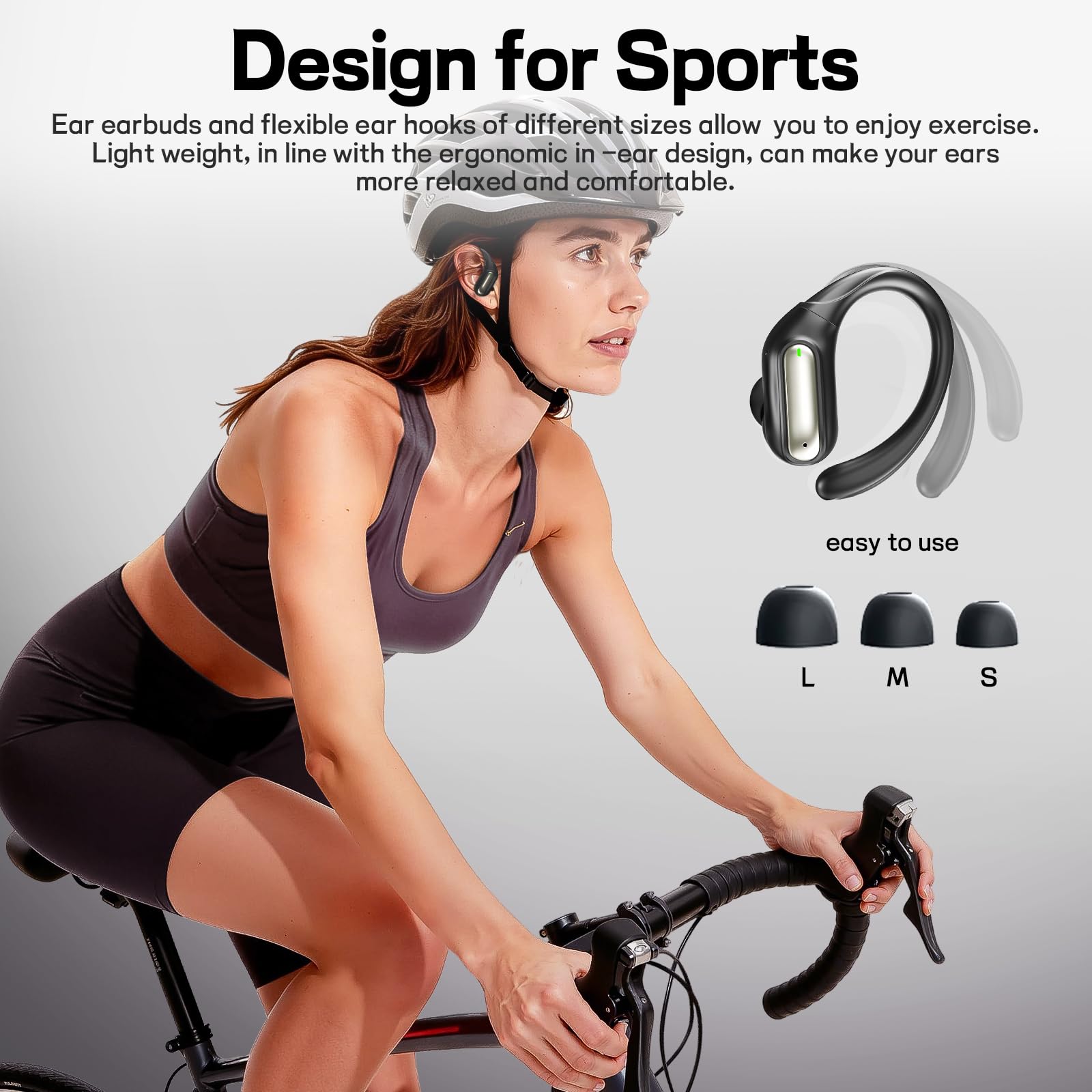 Auricolari sportivi senza fili, resistenti al sudore, con Bluetooth 6.0, suono stereo Hi-Fi, 80 ore di autonomia, facile controllo con pulsante per corsa, allenamento, palestra