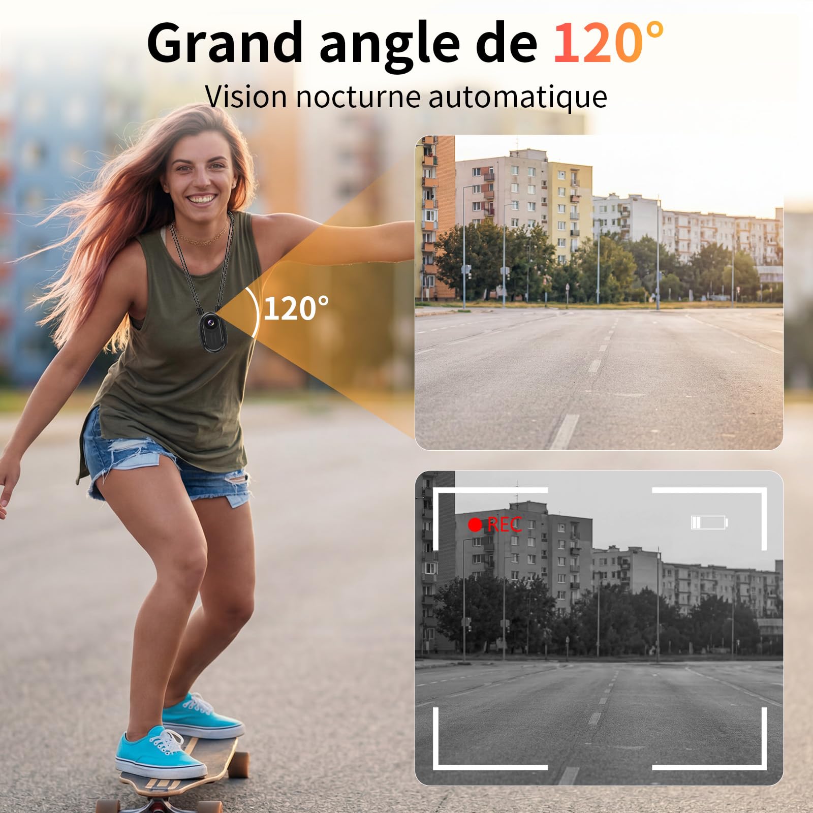 Action Camera WiFi,2K Ultra HD Mini BodyCam Corporelle, Mini Camera d'action avec Audio et Vidéo Action Cam, Caméra POV avec Écran Mains Libres pour Dashcam Moto, Vélo, Vlog,Aventure