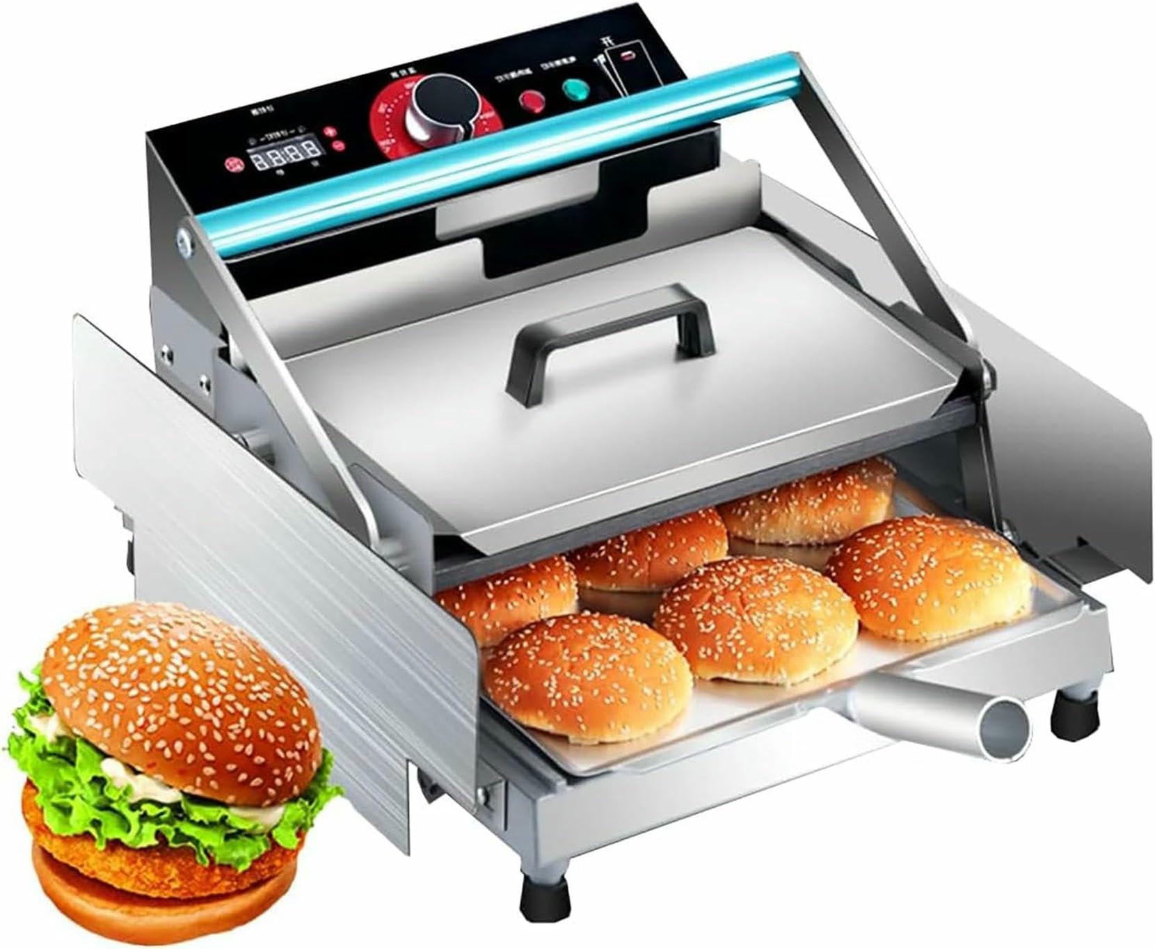 Fhrka Commercial Electric Hamburger Oven With Timing & Temperature Control, Automatic Grilling Machine For Fast Food Restaurants