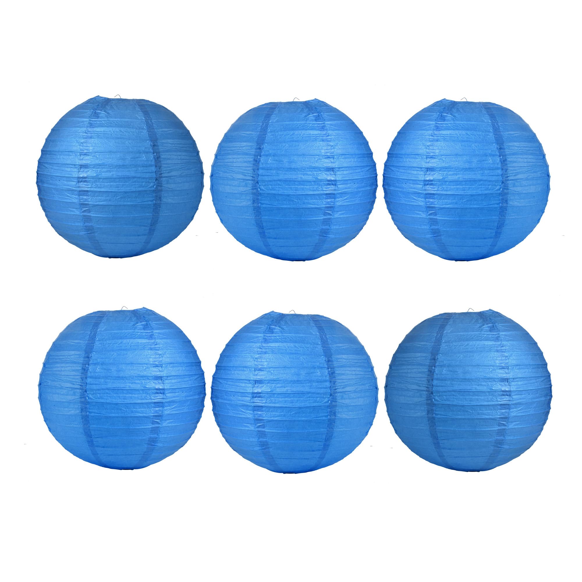6PCS White Hot Air Balloon Paper Lantern 12 inch Reusable Derorative Hot Air Balloon Hanging Paper Lanterns Lamp for DIY Craft Lantern Party Decoration Wedding (12inches Blue)