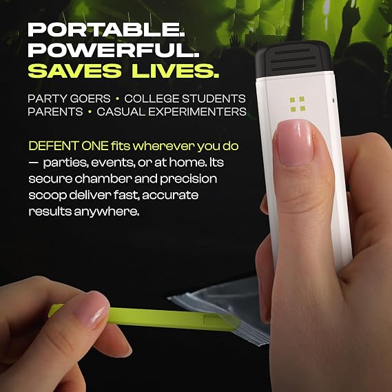 DEFENT All-in-One Fentanyl Detection Device - New & Improved, Single-Use Portable Drug Test - For Festivals, Concerts, Parties, Colleges, Parents - Use before Narcan - Alternative to Test Kit & Strips
