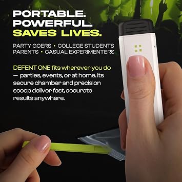 DEFENT All-in-One Fentanyl Detection Device - New & Improved, Single-Use Portable Drug Test - For Festivals, Concerts, Parties, Colleges, Parents - Use before Narcan - Alternative to Test Kit & Strips