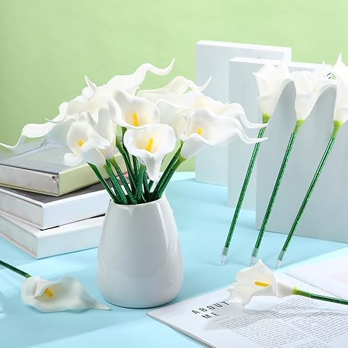 Miniatura 10 de 24 bolígrafos de flores a granel, girasol, mariposa, lirio de cala, bolígrafos de escritura de 0.020in 0.028in para el hogar, escuela, oficina,