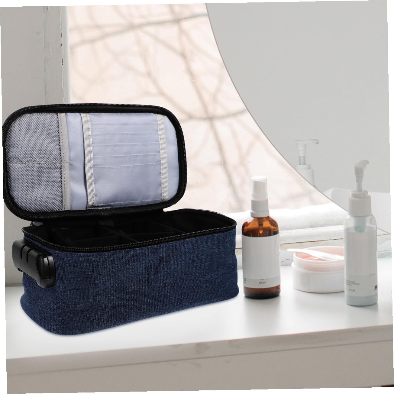 Ipetboom Borsa Cosmetica da Viaggio Borsa per Toeletta Portatile Scomparti Organizer per Cosmetici Viaggio Lucchetto Codice per Scuola e Viaggi