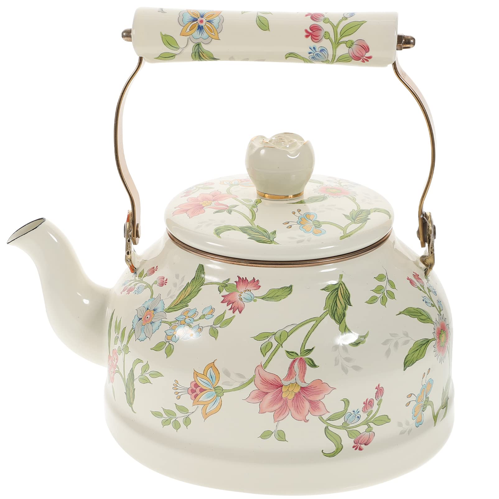 Teiera Vintage 2,5 in Smalto Bianco, Bollitore Retrò