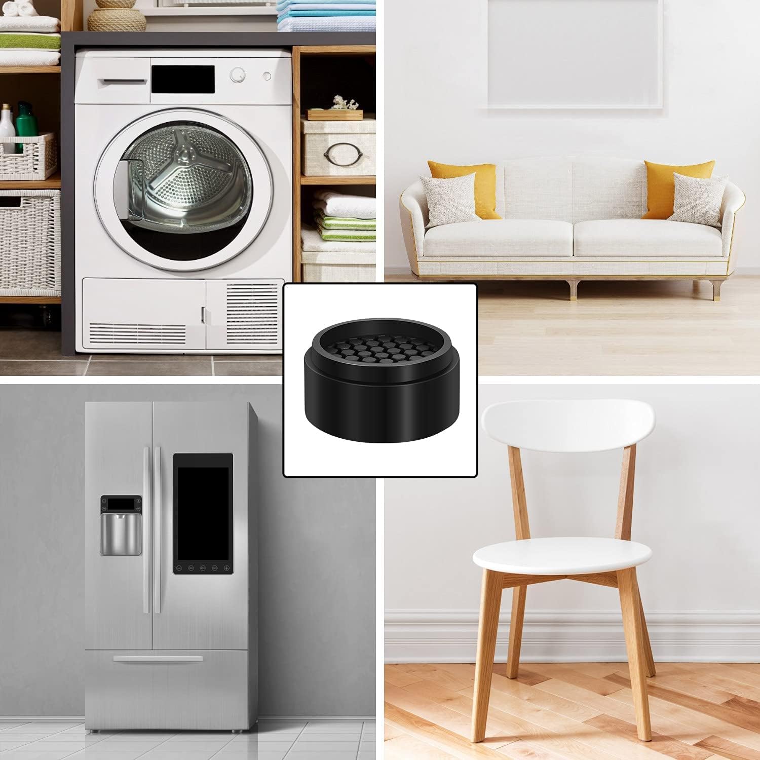 RCHYFEED Paquete de 8 elevadores de muebles ajustables de 1 pulgada redondos, elevadores de cama de goma antideslizante resistentes, elevador apilable para lavadora que crea un elevador adicional de