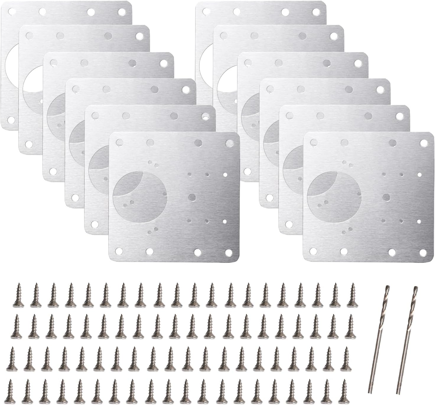Lestiven Scharnier Reparatur Set - 12 Stück Edelstahl Platten Mit Schrauben