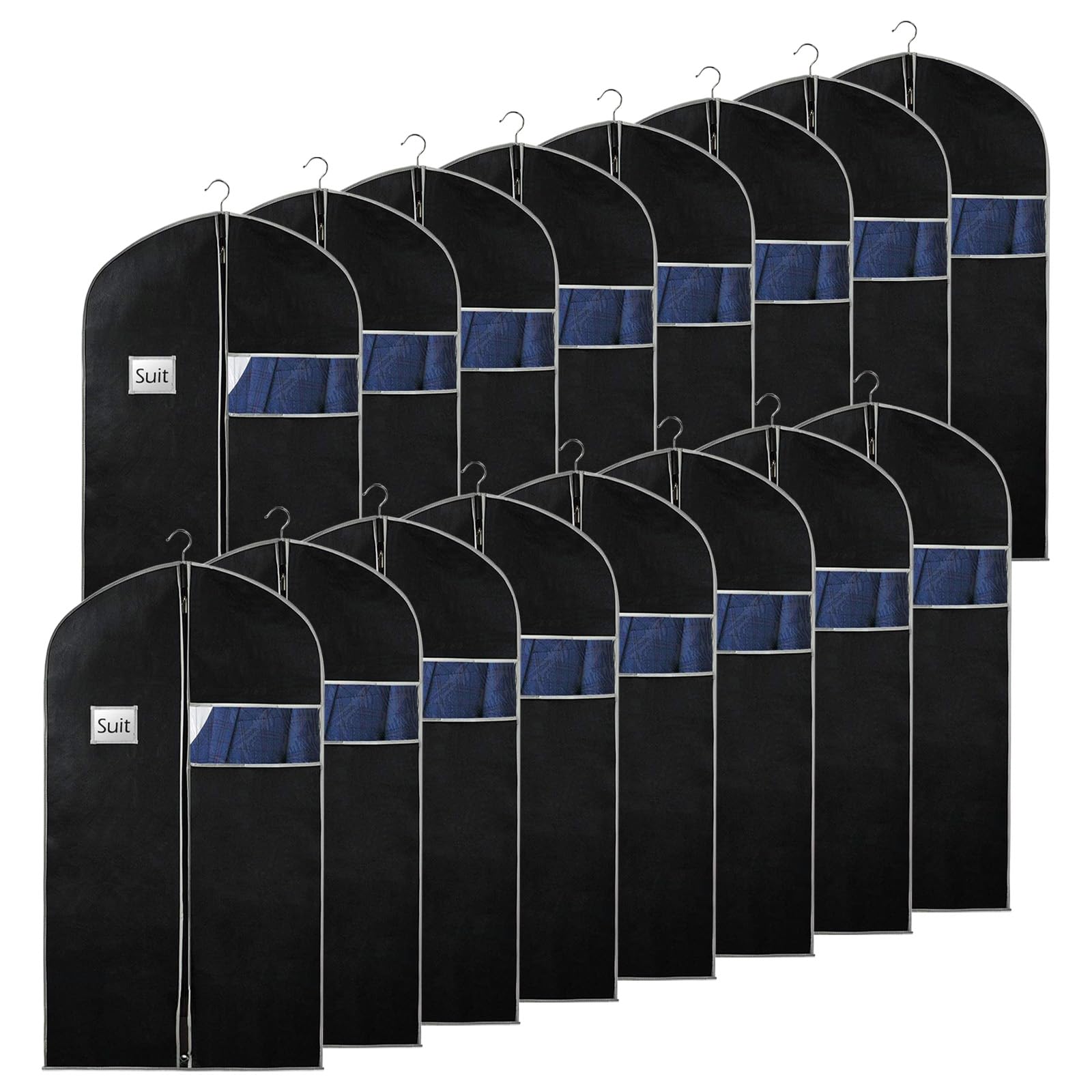 Syeeiex Bolsa de traje de 40 pulgadas, juego de 16 bolsas de ropa para colgar ropa, fundas de trajes para hombres o mujeres, bolsas de ropa para almacenamiento de trajes, camisas, camisetas y, SY0578
