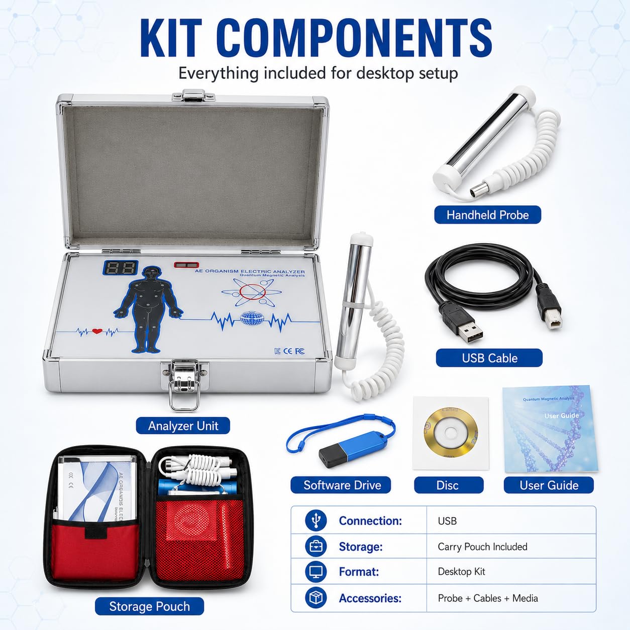 Analizzatore di bio-risonanza portatile per cliniche benessere e saloni di bellezza, rapporto dati sulla salute del corpo compatibile con Windows per casa e ufficio, fitness tracker