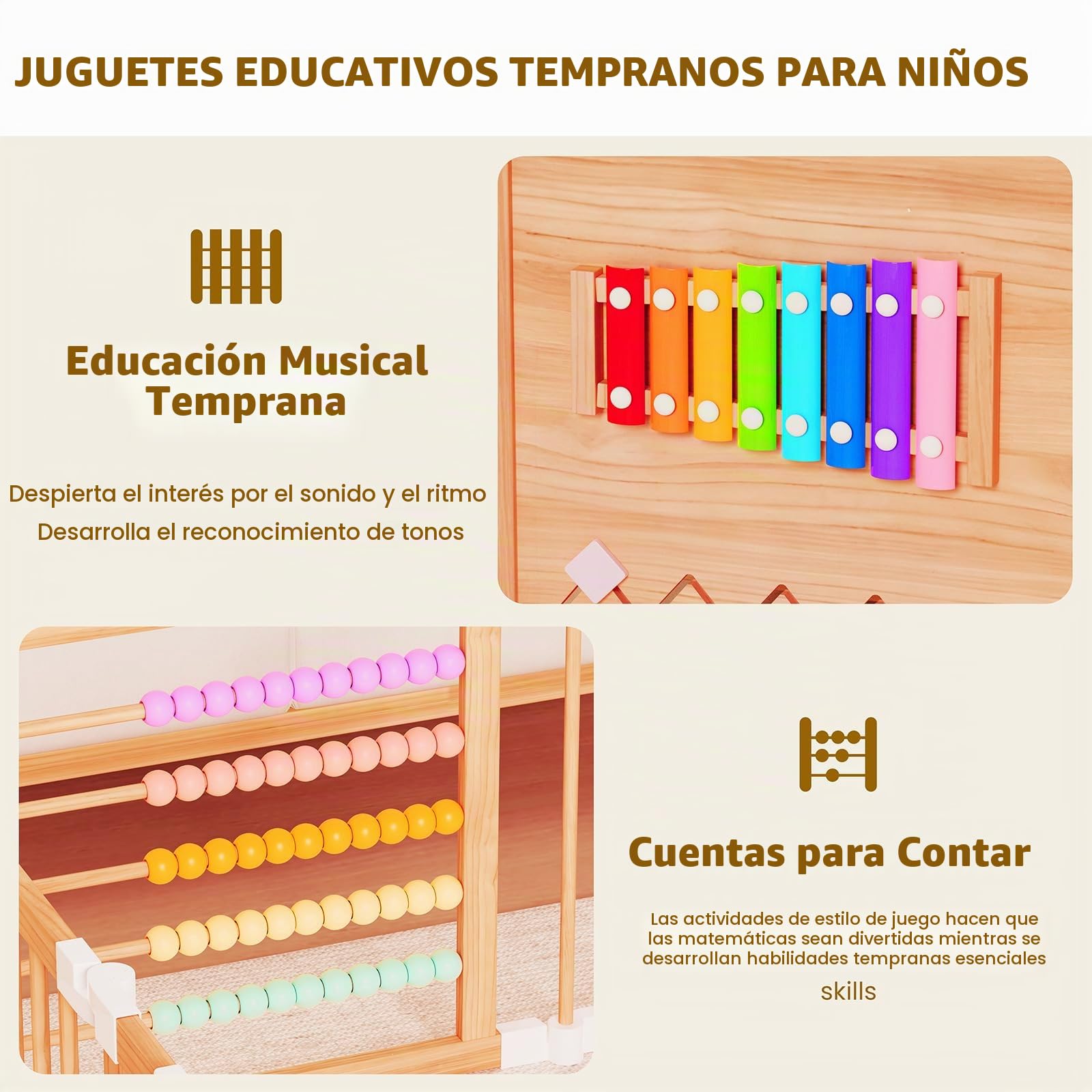 Meublaty Parque Bebé Plegable de Madera 160x160x61cm, Niño, Juegos -8 piezas | Modular y ajustable, Zona de juegos plegable, Recinto de seguridad, Uso interior