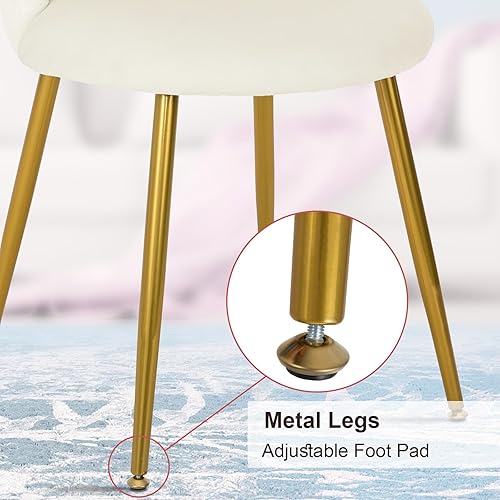 Miniatura 4 de Vanity Chair for Makeup Room - Midcentury Modern Accent Chair for Living Room Bedroom, Makeup Chair with Back Support Velvet Chair with Gold Legs