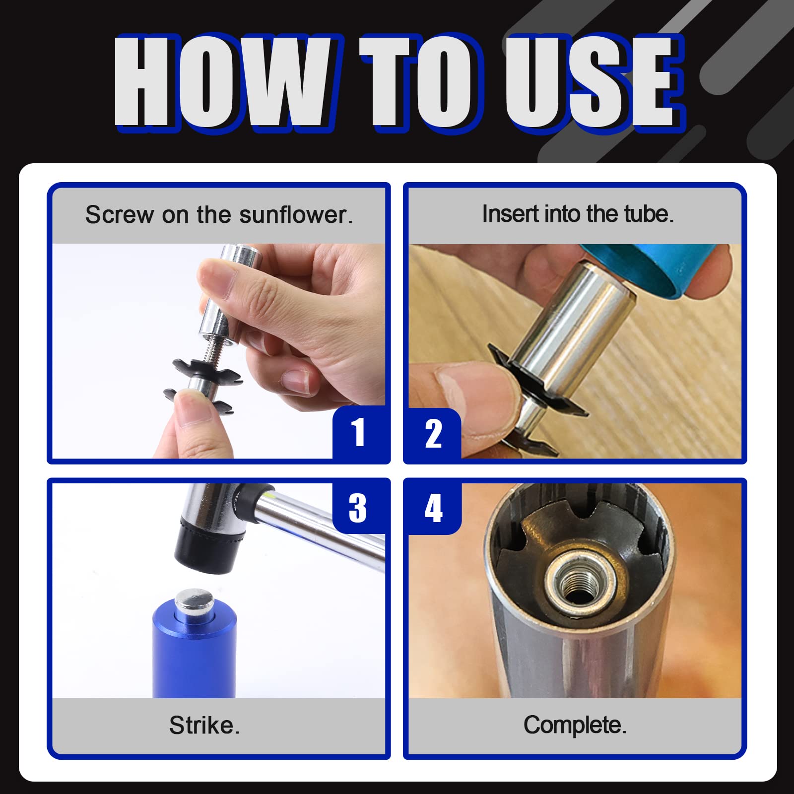 Glarks 15-Piece Bike Headset Tool Kit Star Nut Installer Carbon