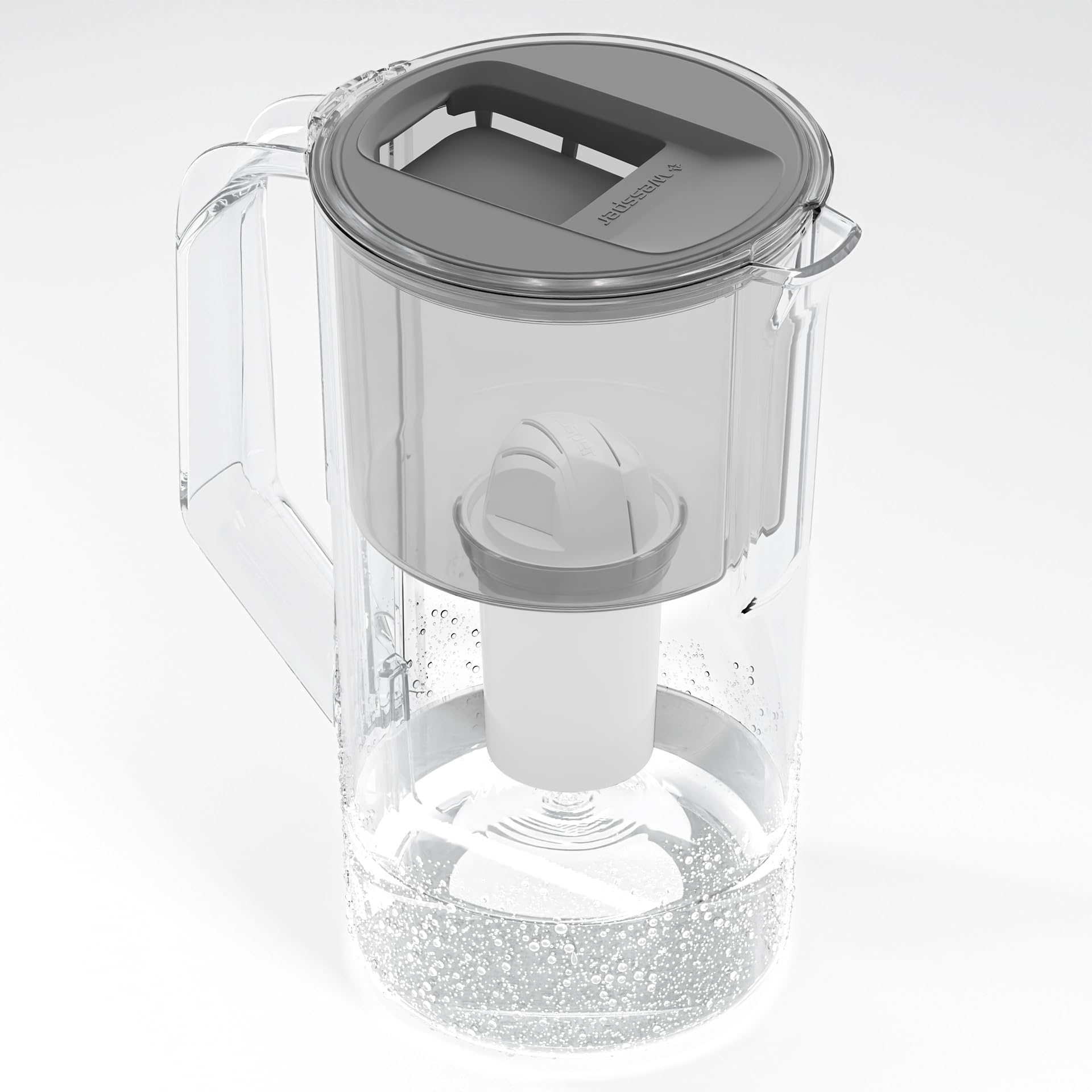 Wessper Carafe filtrante en verre 3L Gris - 1 cartouche