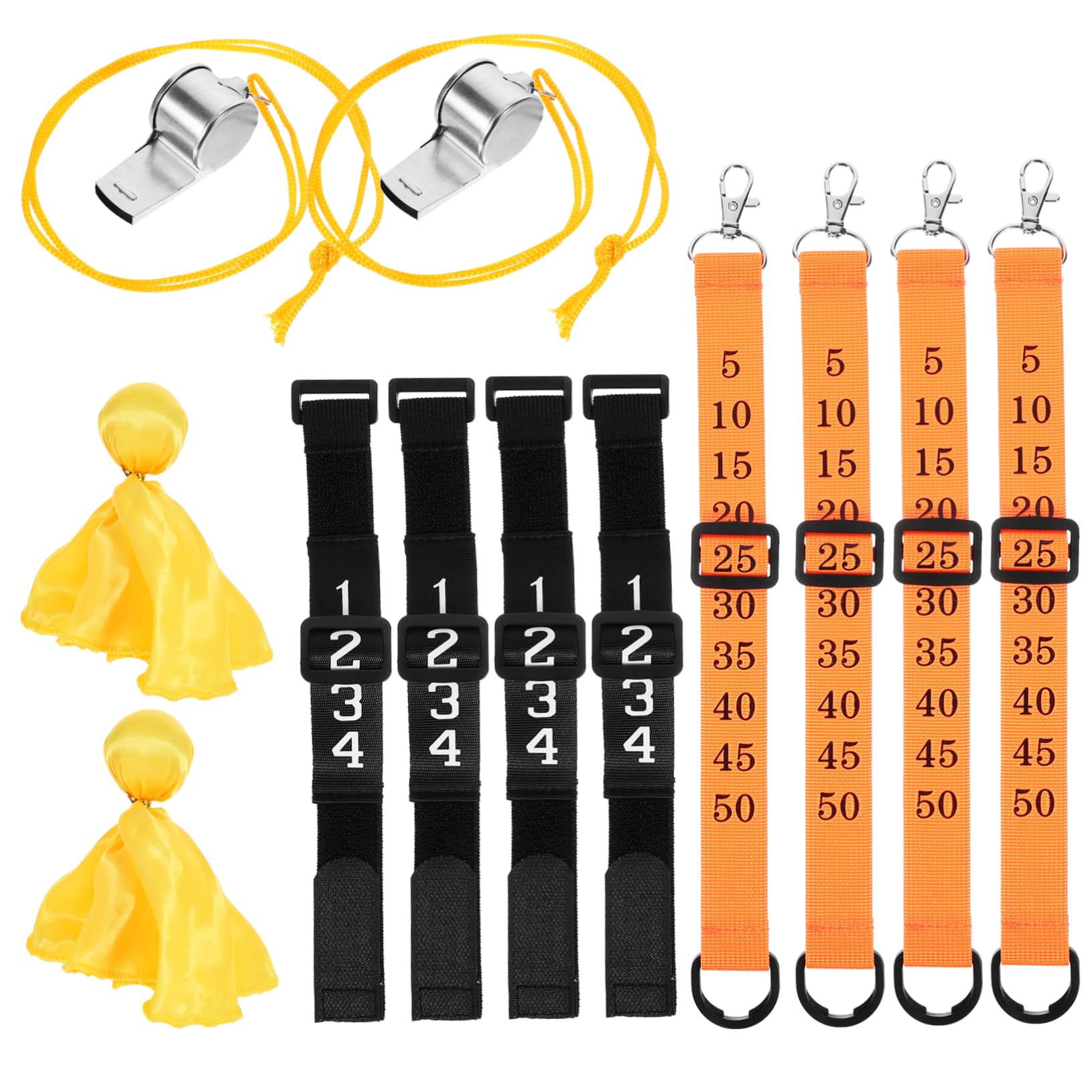 Hemobllo Kit Arbitre de Football avec Sifflets Accessoires de Incluant Clips de Cartons Jaunes Lanières Équipement pour Matchs de Soccer
