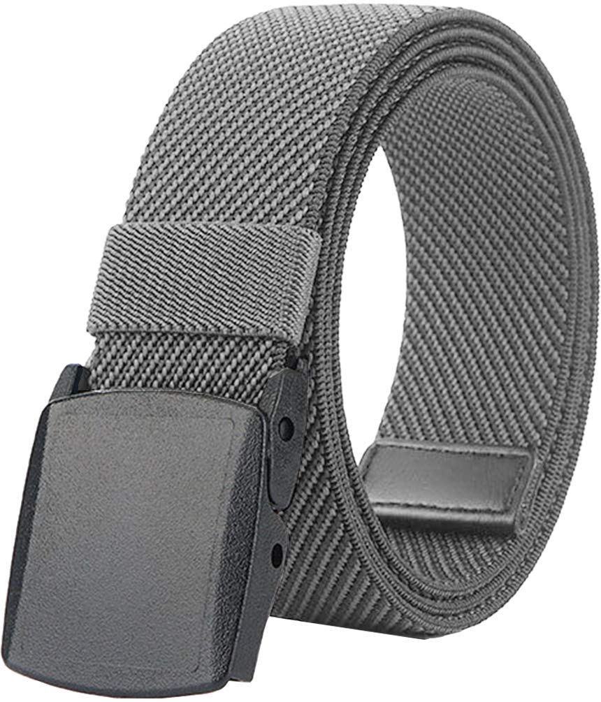 LionVII Plastic Belts Men Women Elastic Stretch Canvas No-Metal Buckle for Work, Adjustable Trim to Fit 28-49" WaistClimatePartner certified