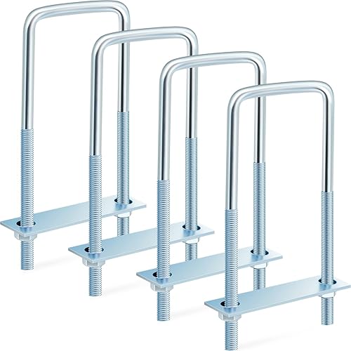 Miniatura 11 de Dunzy 12 pernos cuadrados en U chapados en zinc, perno en U de acero al carbono resistente, suministros industriales y científicos para tubo