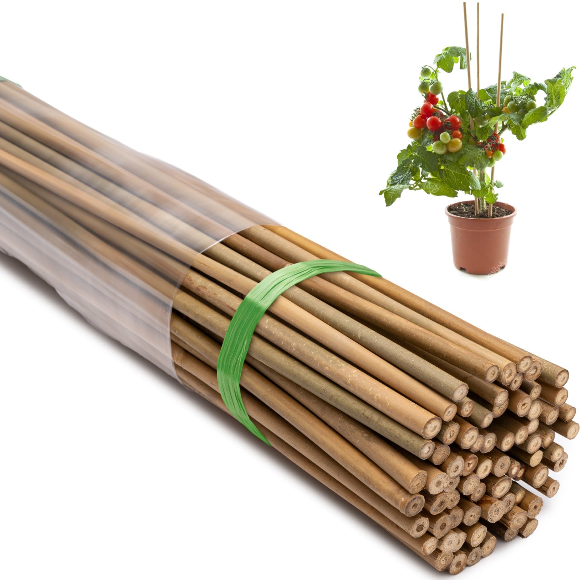 Bambuspfähle, natürliche Bambus-Gartenstecker für Pflanzen, Garten, Bambus-Pflanzstäbe für Pflanzen, Tomaten, Bohnen, Gemüse und Kletterpflanzen, 70 Stück