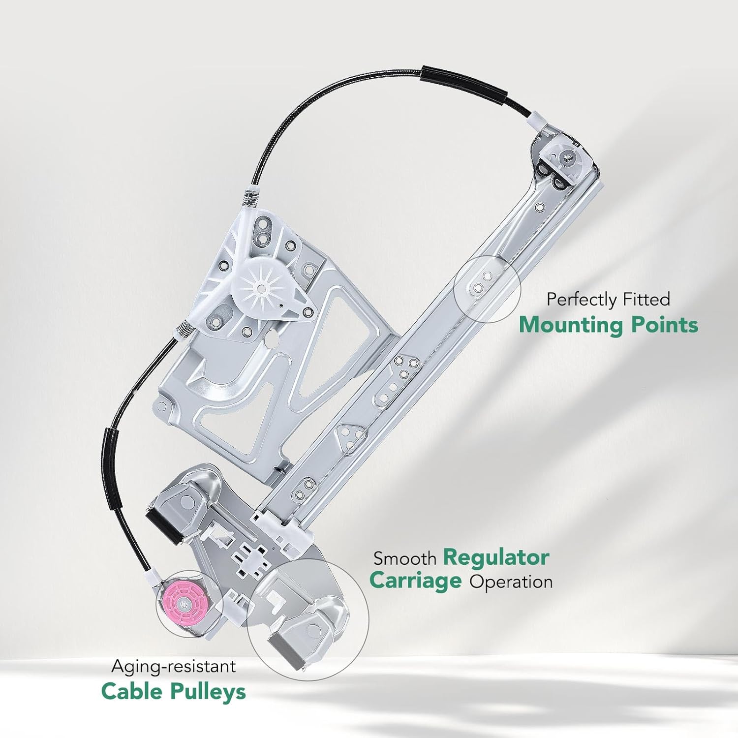 YHTAUTO Front Passenger Side Power Window Regulator Without Motor for Cadillac DeVille 2000-2005 Sedan/Limousine/Cab & Chassis