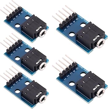 5PCS 3.5mm Audio Jack Breakout Board,3.5mm Female Stereo Audio Socket to 5Pin Wiring Board for Audio Video Headphone MP3 Jack