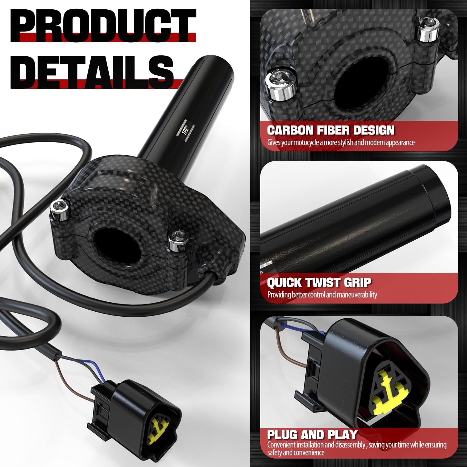 1PZ Surron Throttle Handle Imitation Carbon Fiber Throttle Grips Quick Twister with Throttle Cable Throttle Kit for Electrice Dirt Bike Light Bee Sur Ron S Surron X X160 X260