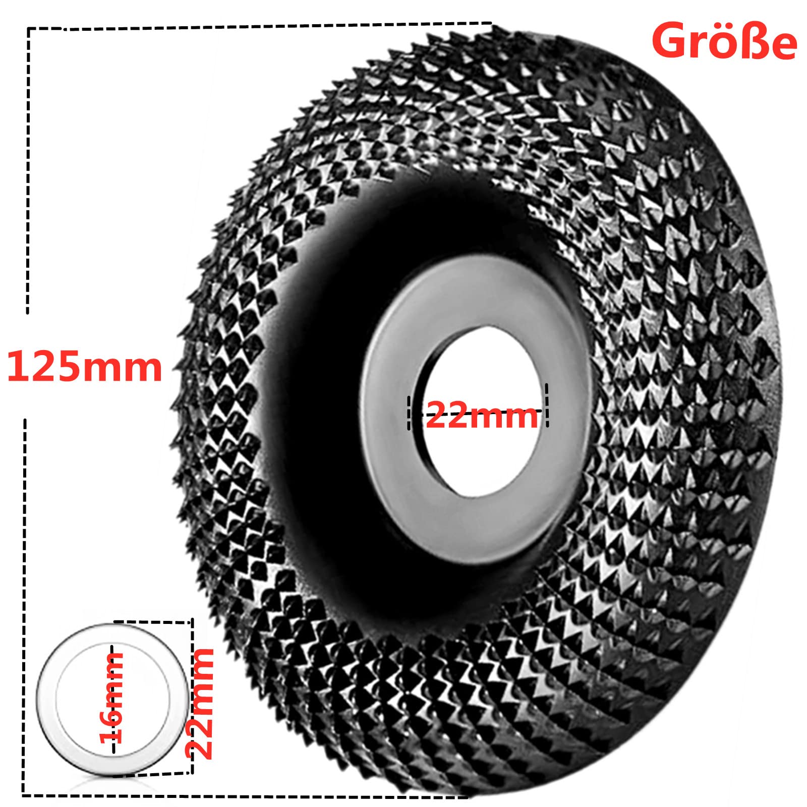 Tarcza szlifierska do szlifierki kątowej 125 mm, tarcza do rzeźbienia w drewnie, tarcza ścierna 125 do drewna, do tarcia do drewna i szlifowania, nadaje się do tarcz do rzeźbienia w drewnie z