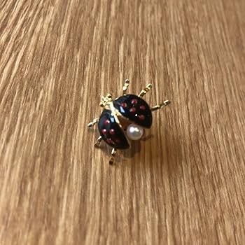 Amazon.co.jp: てんとう虫 ピンブローチ ピンバッジ パール 黒