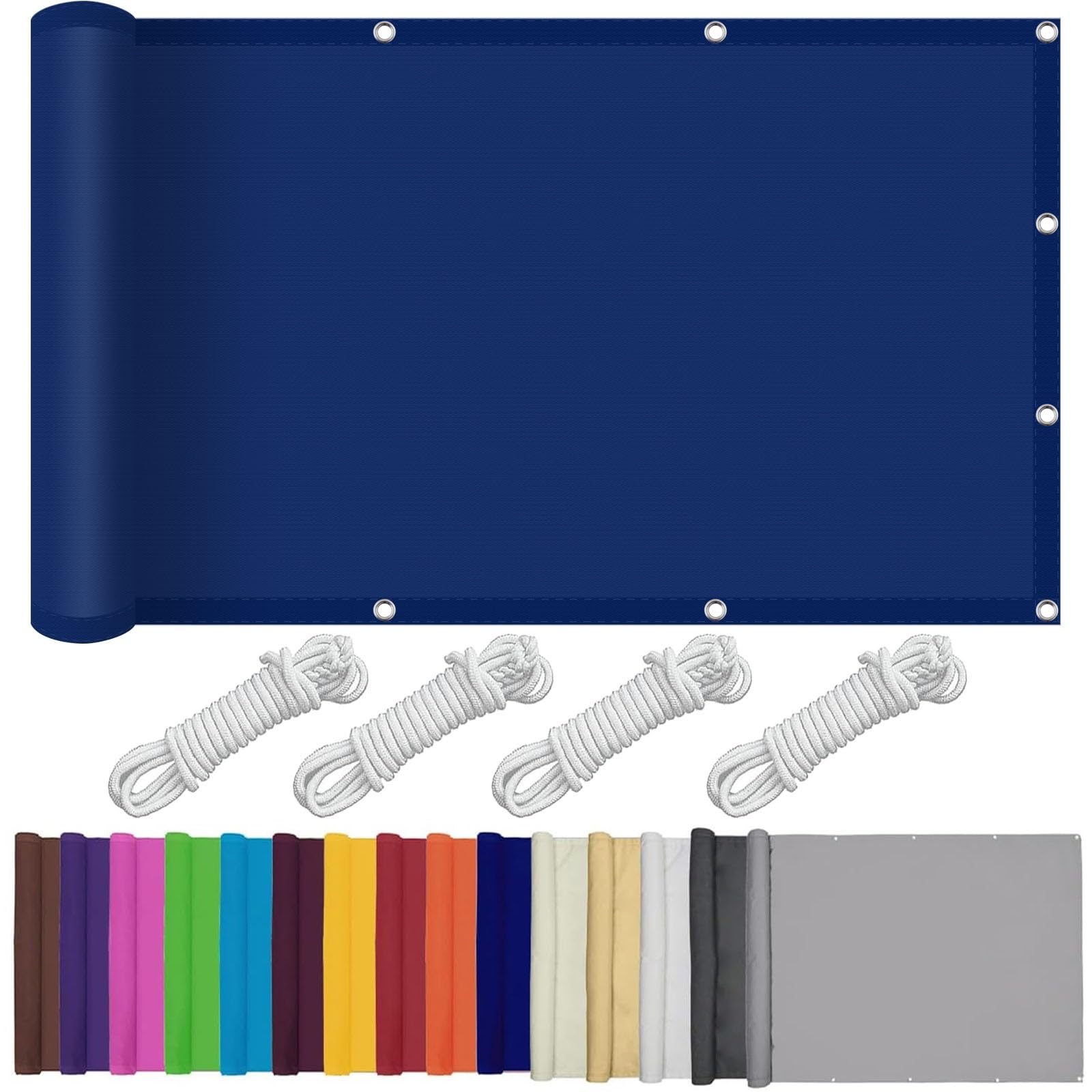 Tettoia impermeabile 1,5 x 5 m – blu scuro protezione solare per patio esterno e giardino con occhielli e corda resistente ai raggi UV e copertura per una migliore t