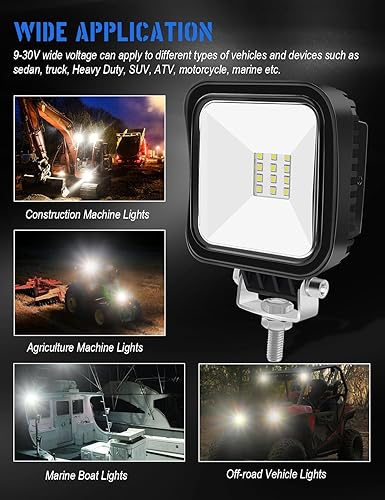 Miniatura 6 de Luz de trabajo LED de 3-13 pulgadas para camión, lámpara de trabajo de tractor LED de 1500 lúmenes, luz de inundación LED, luz de marcha atrás para