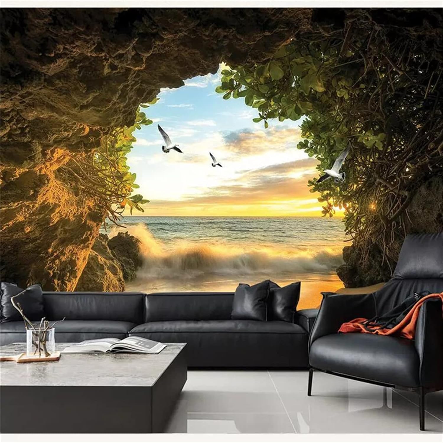 Papier Peint Mural 3D Paysage Animalier Décoration Salon Moderne
