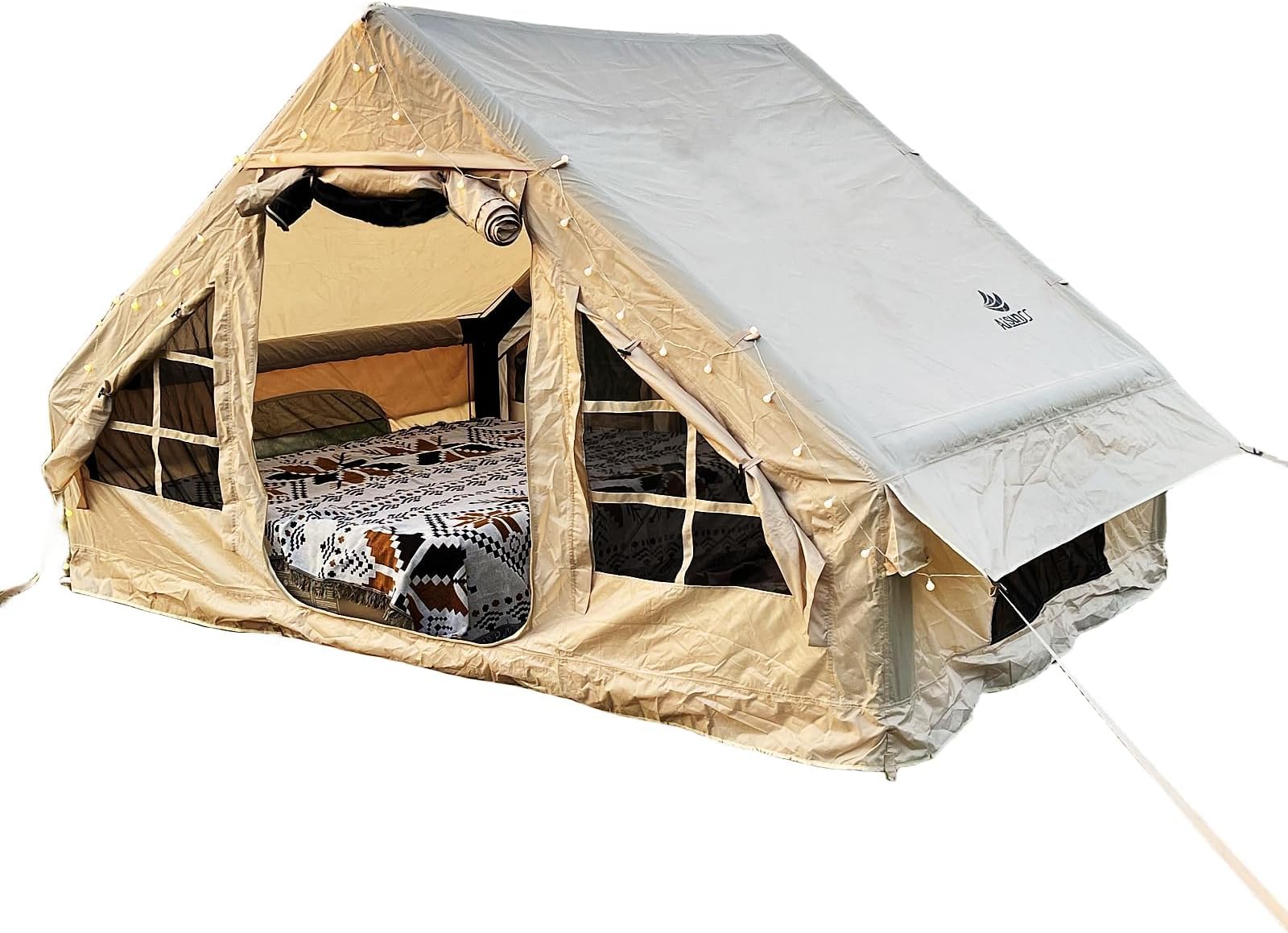 Inflatable Camping Tent for 4-6 Person, Easy Setup Waterproof Outdoor Oxford Tents with Pump,Self-Supporting Structure Inflatable House Tent, Cabin Tent with Mesh Windows & Doors