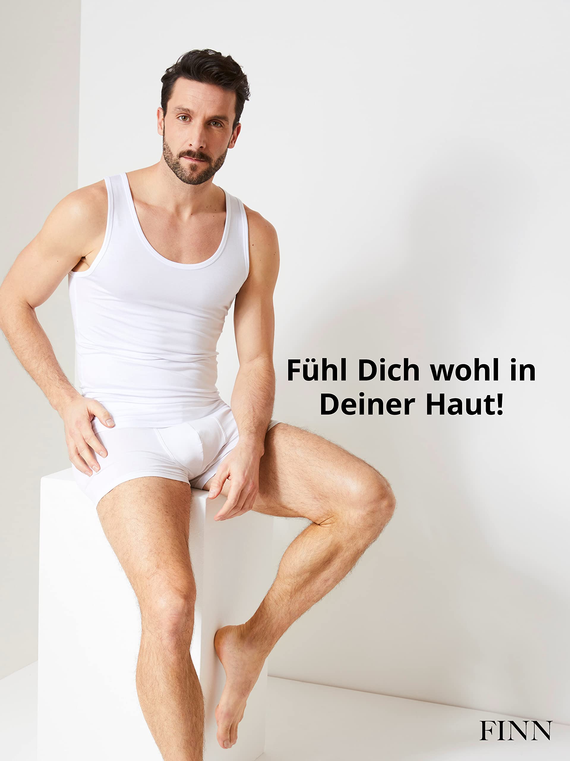 FINN Shapewear Herren Kompressionsshirt – Bauch-Weg Unterhemd & Body-Shaper Männer – Ärmelloses Tank-Top aus Baumwolle für flacheren Bauch und bessere Haltung