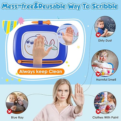 Miniatura 10 de Smasiagon Juguetes para niñas y niños, tablero de dibujo magnético para niños pequeños de 1 a 3 años, tablero de garabatos de aprendizaje temprano,