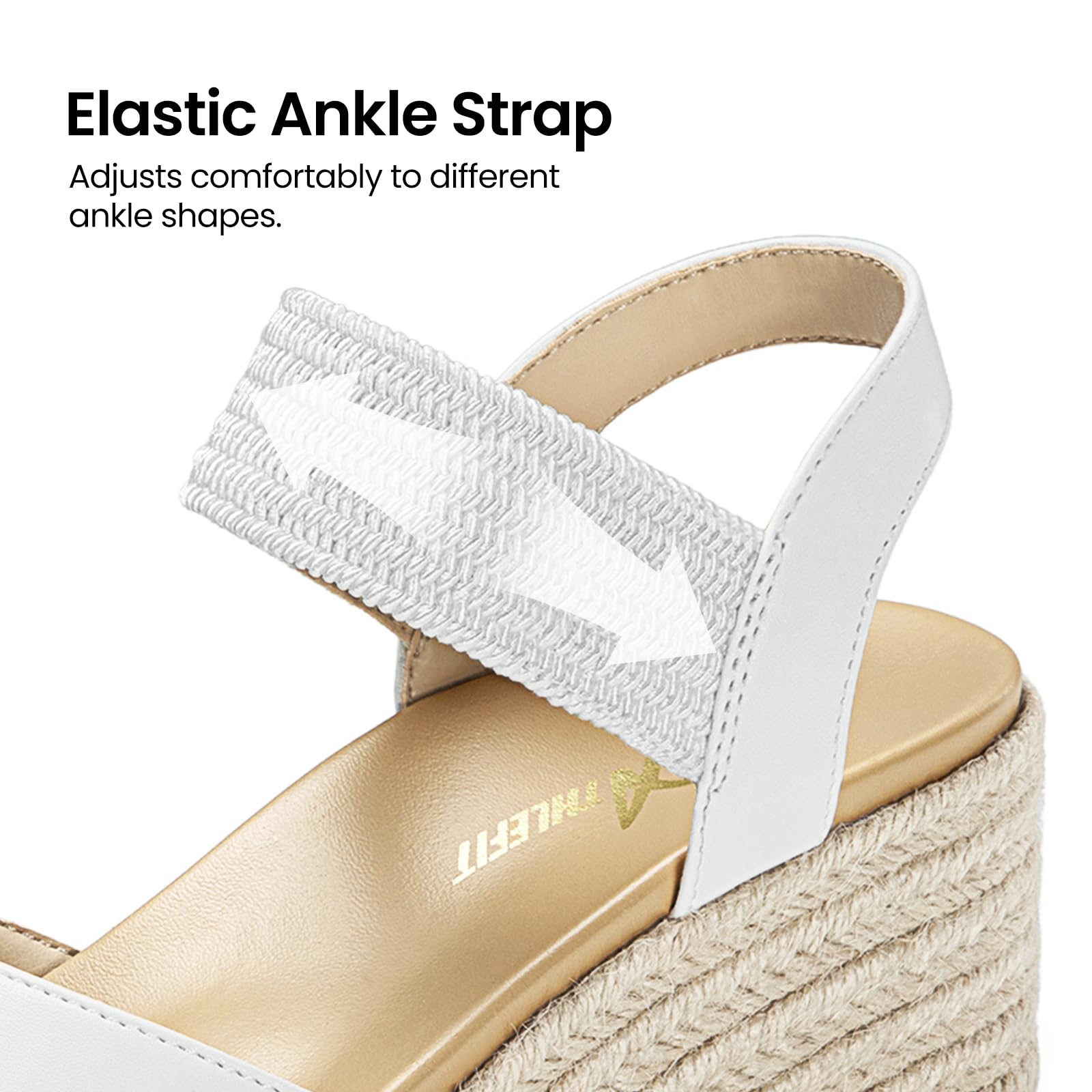 Athlefit Women's Espadrille Platform Wedge Sandals Comfortable Casual Elastic Strap Open Toe Sandals with Arch Support for Summer Work Vacation — view 5