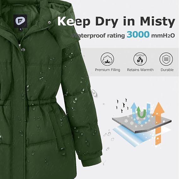 Women's Winter Coats Quilted Puffer Jacket Warm Snow Coat with Removable Hood