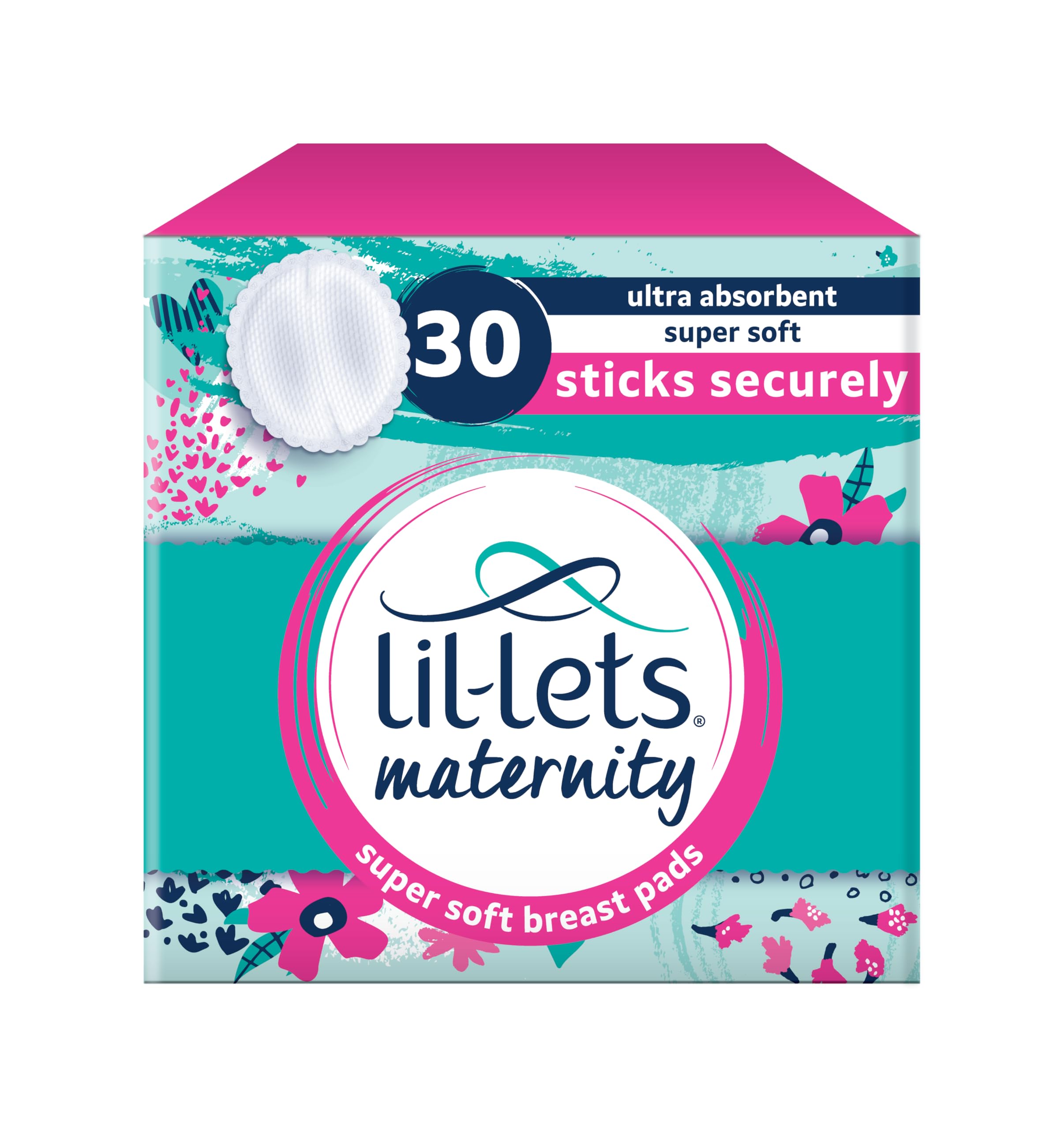 Lil-lets Maternity Breast Pads - Nursing Pads - Nipple Covers Ultra Absorbent Super Soft Slim Sticks Securely Leak Protection -Comfort Fit 30 pcs