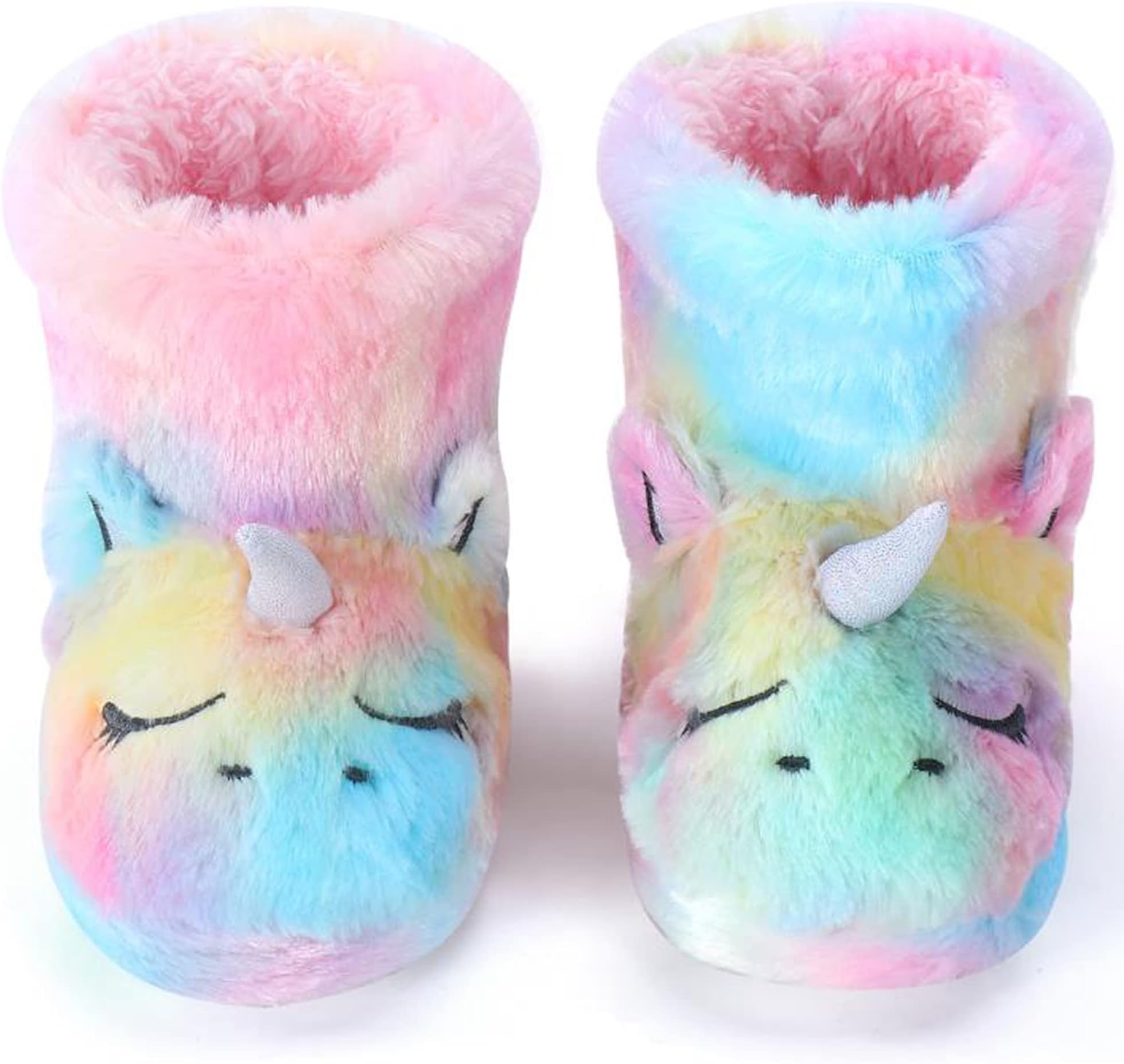 Slippers Girls Kids Unicorn Booties Home House Slippers Boots Toddler Cute Plush Fleece Warm Cartoon Indoor Outdoor Slip on Fluffy Booties for Boys Girls