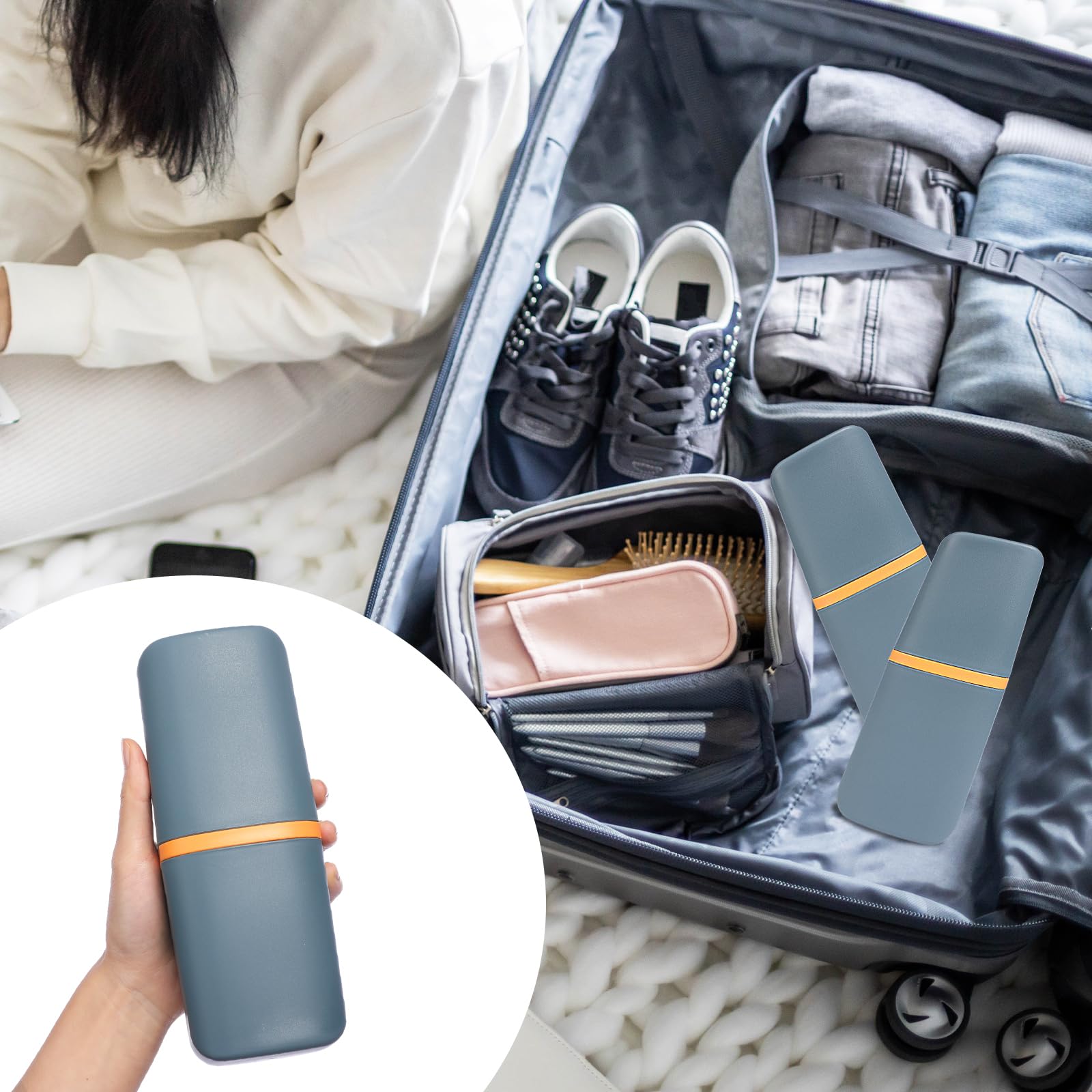 COMNICO Travel Toothbrush Cup Case Portable PP Seal Tooth Brush Holders Cover Multi-Function Toothpaste Storage Container Cup for Home School Camping Business Trip Bathroom - Image 4