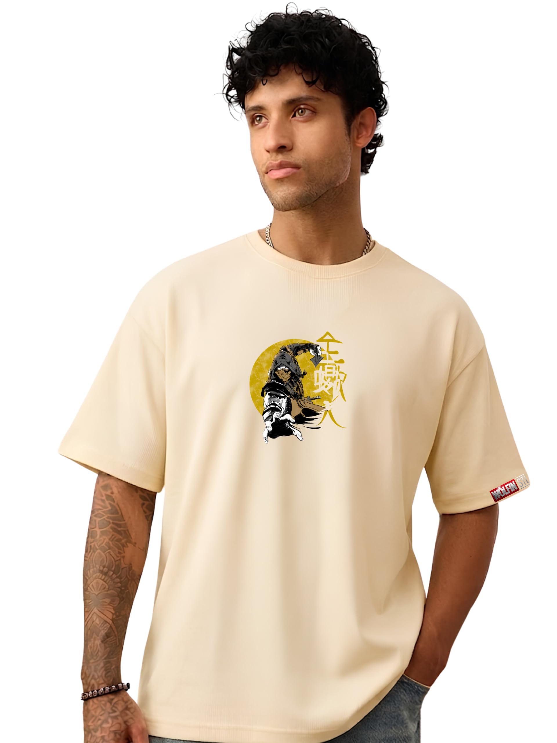 Oversized Graphic T-Shirt | Premium Scorpion Inspired Hellfire Back Artwork | 220 GSM Bio-Wash Cotton | Loose Fit for Unisex-image-12