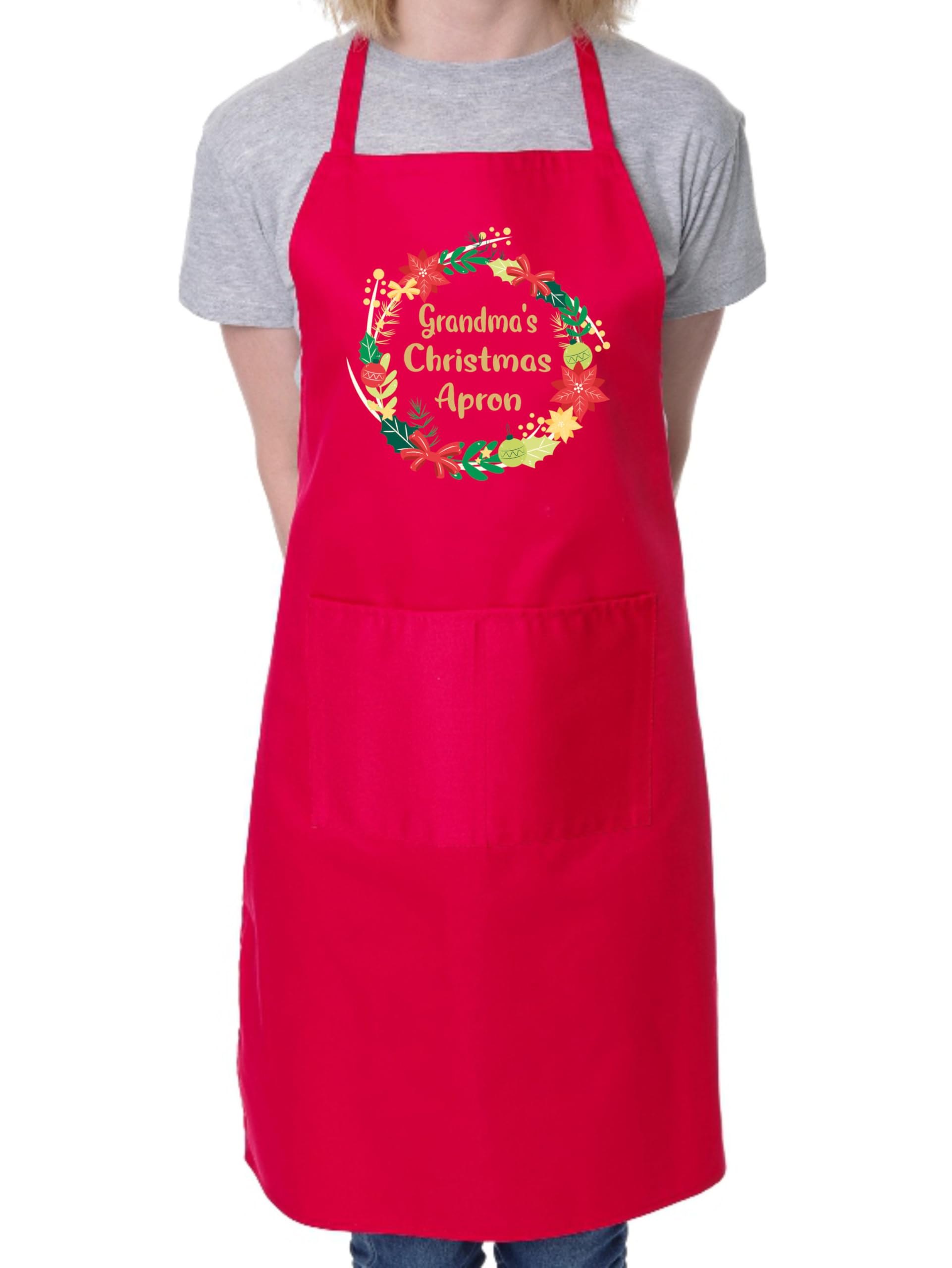 Print4U Grandma's Christmas Apron Xmas Present Funny For Grannies Red