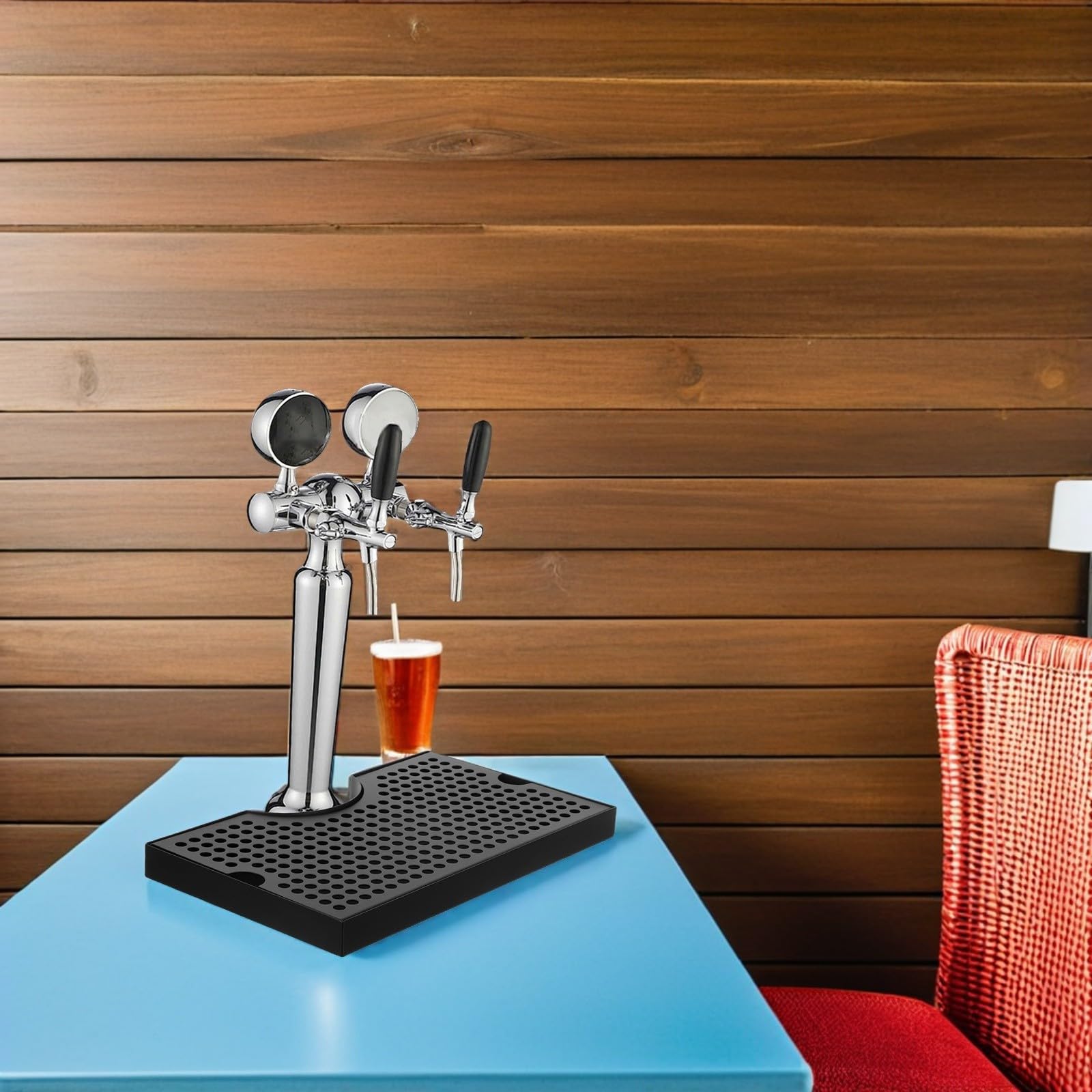 Acero Inoxidable Bandeja de Goteo Resistente y Extraíble Diseño, para Barril, Adecuado para Sistemas de Cerveza Casera y Barras Hogar