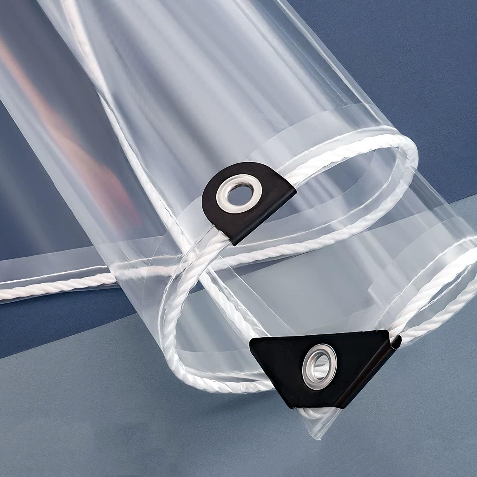Heavy Duty PVC Transparent Rain Cover,Waterproof Clear Tarp Reinforced Grommets Hemmed Edges For Patio,Balcony,Window Windbreak,Awning Cover(2x2m)