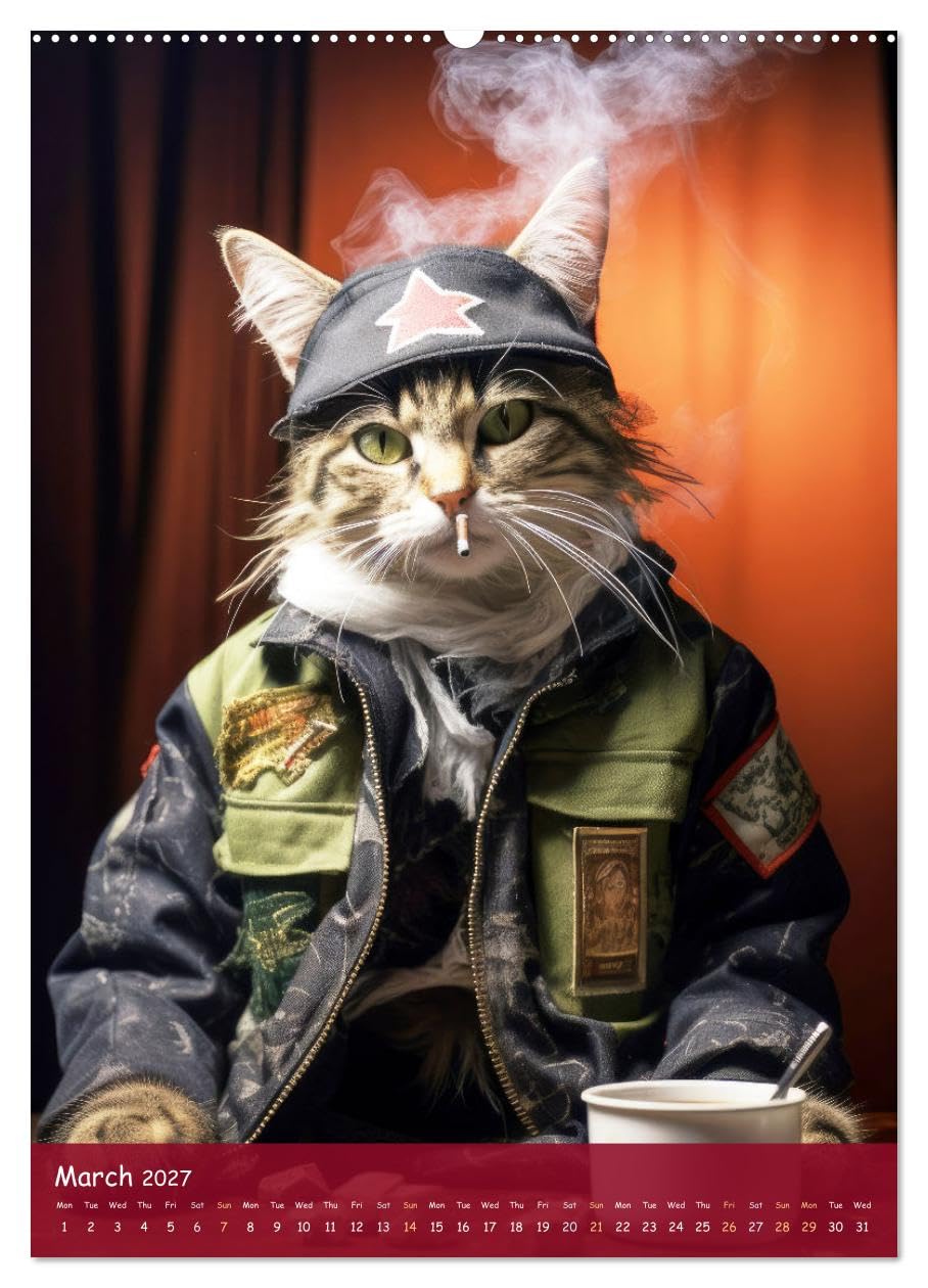 Crazy gangster cats (Wall Calendar 2027 DIN A2 portrait), CALVENDO 12 Month Wall Calendar: Funny cats in gangster design for all cat lovers