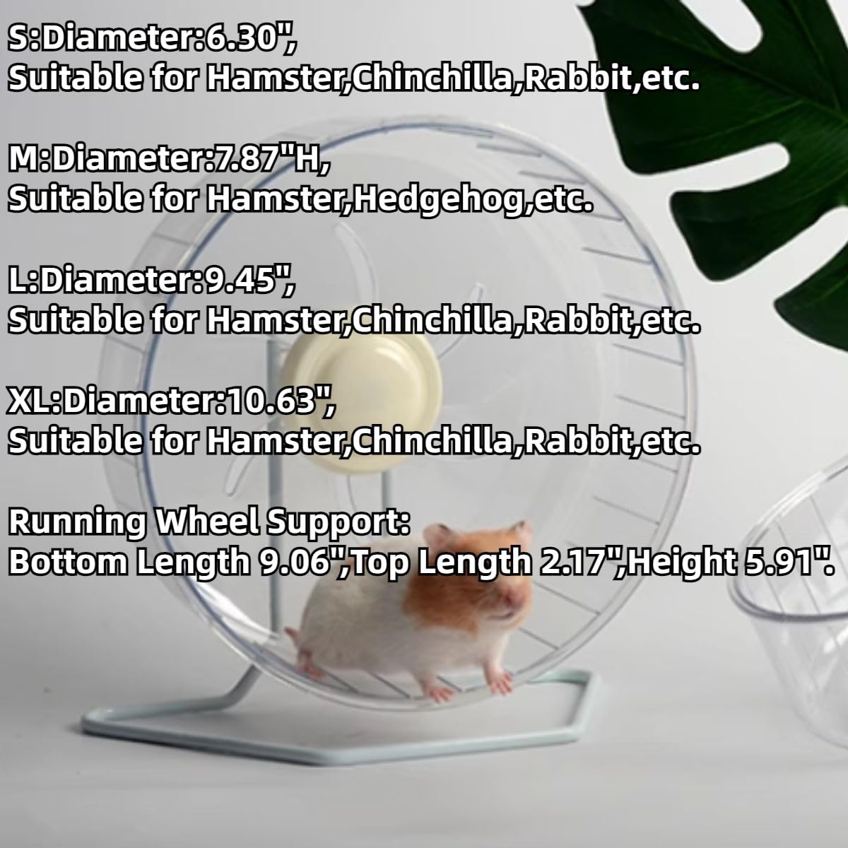 Silent Hamster Exercise Wheel - Hamster Toys Cages Accessories Running Spinner with Iron Stand Quite Runner for Small Animal Pet Gerbil Dwarf Syrian Hedgehog Rat Mouse Mice Chinchilla (L)