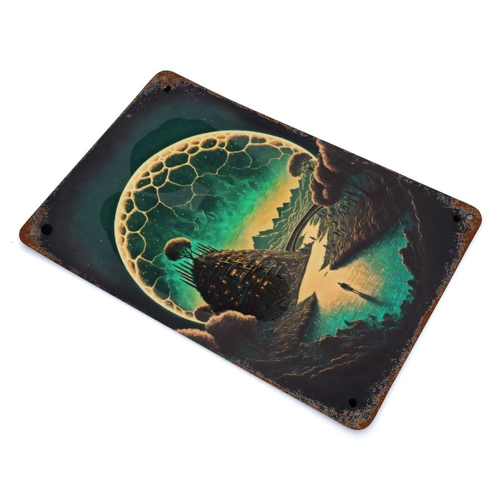 Fantasy World Rust Effect Tin Sign 11.8"x7.9", Ideal for Farmhouse, Kitchen And Entryway Decor