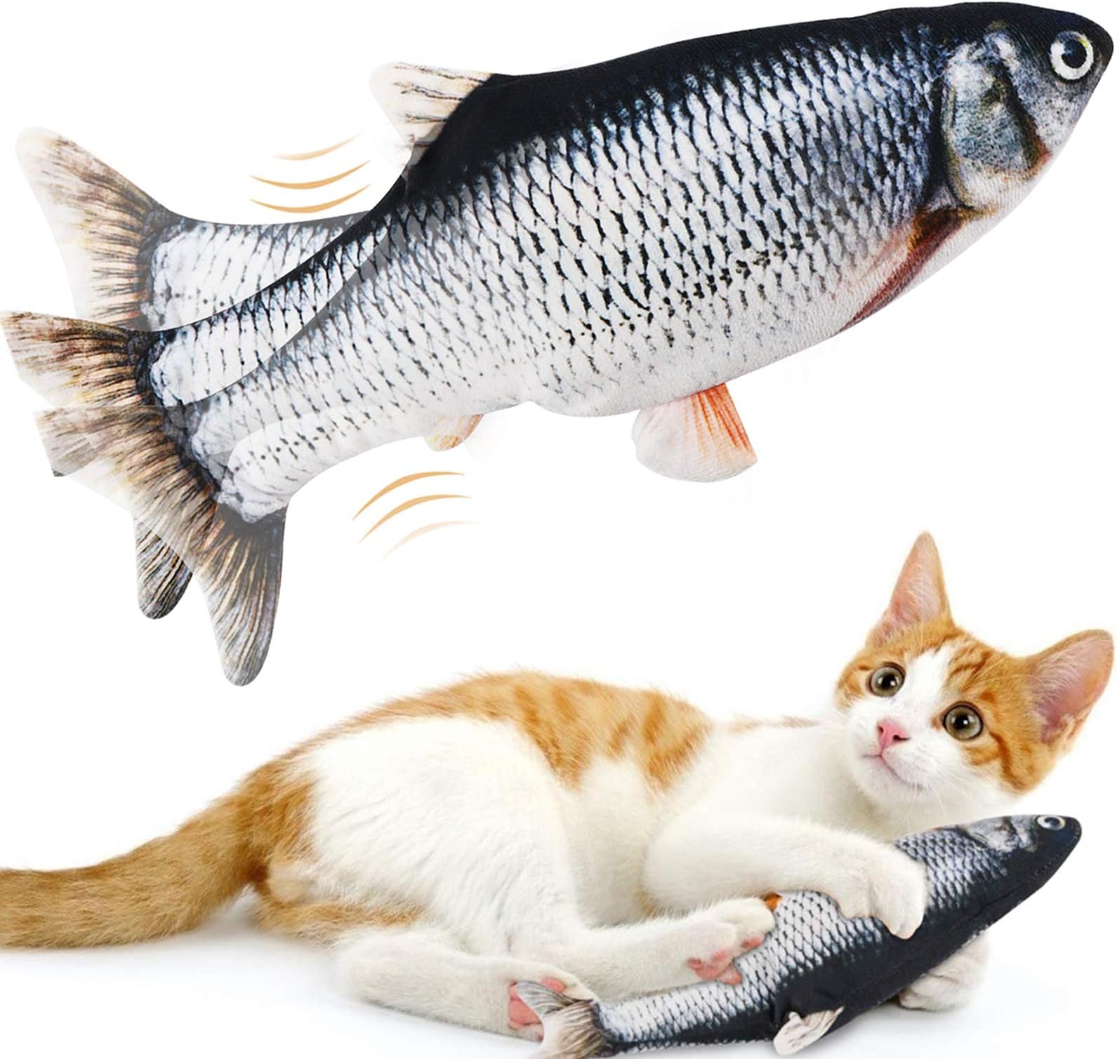 Flopping Fish Toy for Dogs, Interactive Floppy Fish Dog Toy, Dancing Wiggle Cat Kicker Fish Catnip Toys, Electric Realistic Funny Flipping Catfish Toy for Dog Cat Exercise