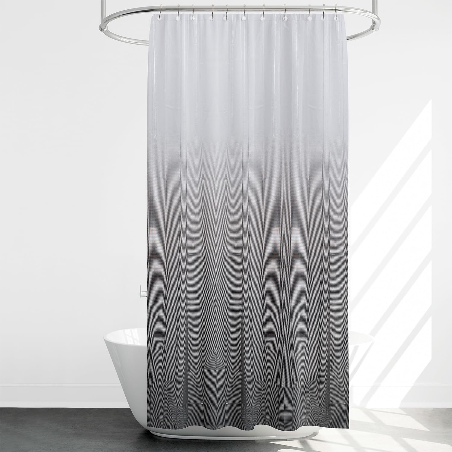 Kuber Industries Shower Curtain | Odette Design Peva Curtain for Bathroom | Shower Curtain for Bathroom | Bathroom Shower Curtain with Hooks | 6 Feet | Gray