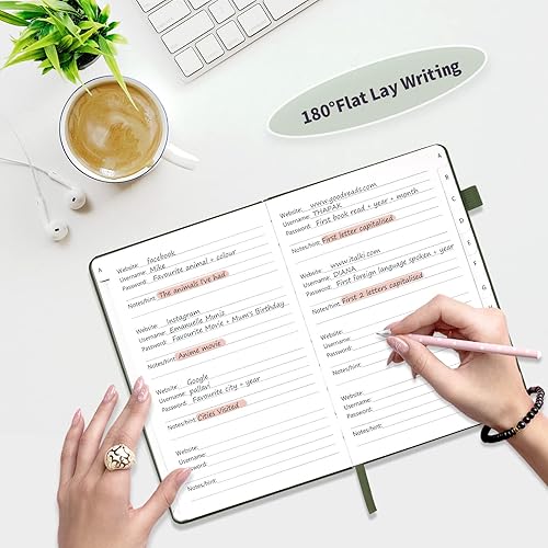 Vista 71 de Libro de contraseñas con pestañas alfabéticas, protector de contraseñas de tapa dura, organizador de cuadernos de contraseñas para computadora