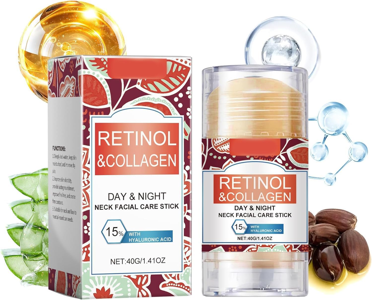 Retinol & Collagen Neck Firming Stick, Moisturizing & Anti-Aging Cream for Wrinkles & Sagging Skin