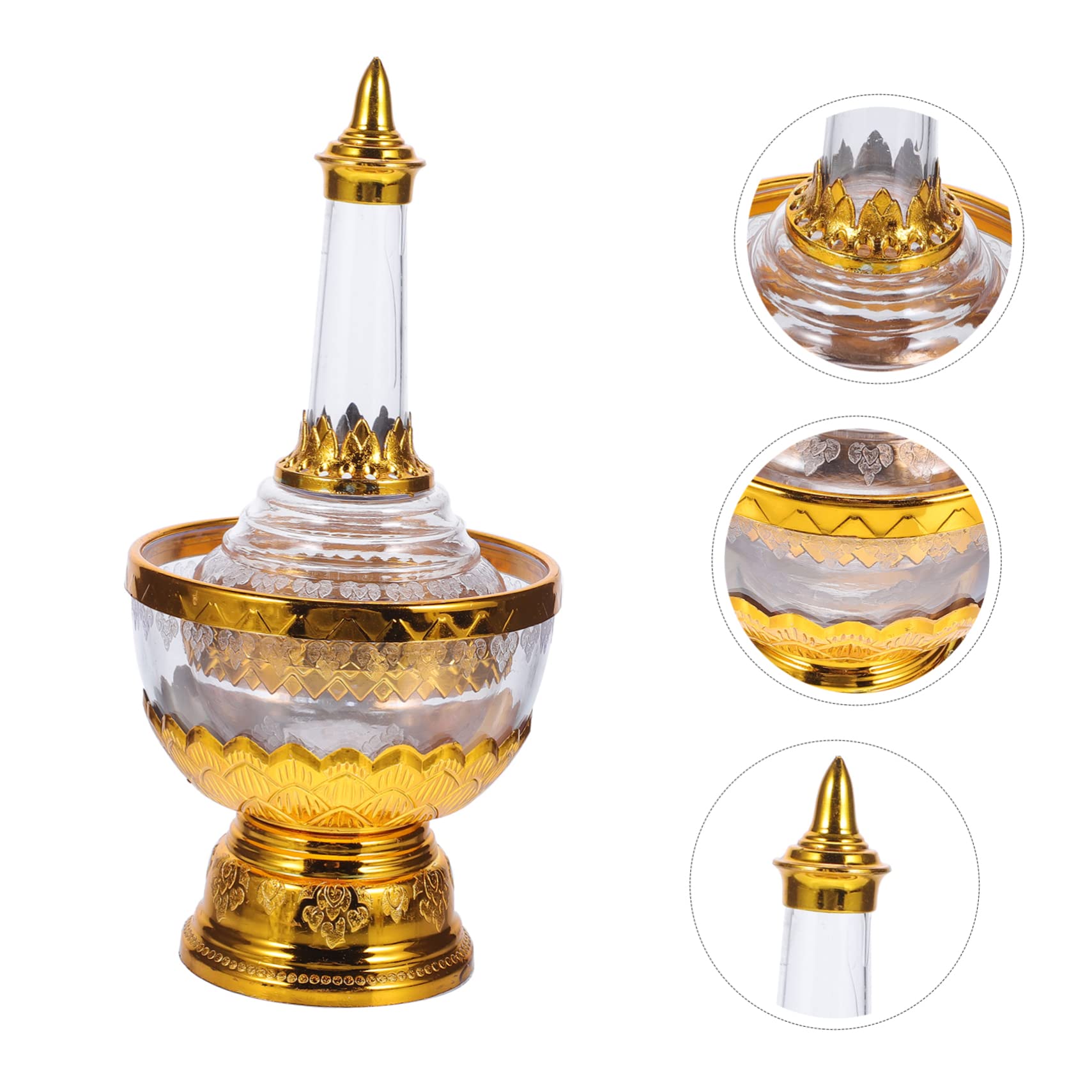 3 Sets Wasserversorgungsbecher, Tropfflasche, heiliger Becher, Fengshui-Klangschale, Feng Shui-Anbetungsschale, Tempel, Kupferschale, Meditationsschale, thailändisches Opfertablett, Kunststoff, Messin