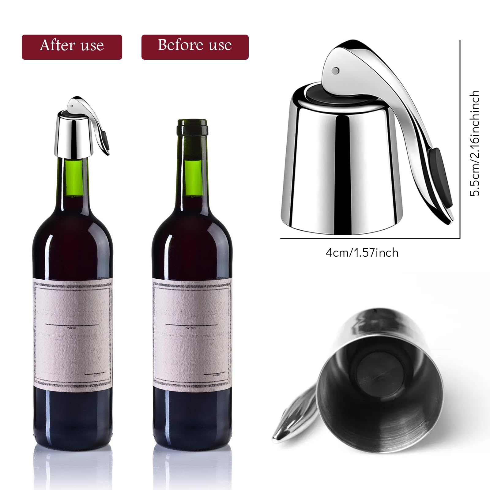 Set Anelli Anti-Goccia Per Vino - 8 Anelli In Acciaio E 6 Drip Pad, Riutilizzabili Per Bottiglie